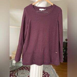 Calvin Klein women’s Knitted crew neck pullover sweater color Plum/ Aubergine L